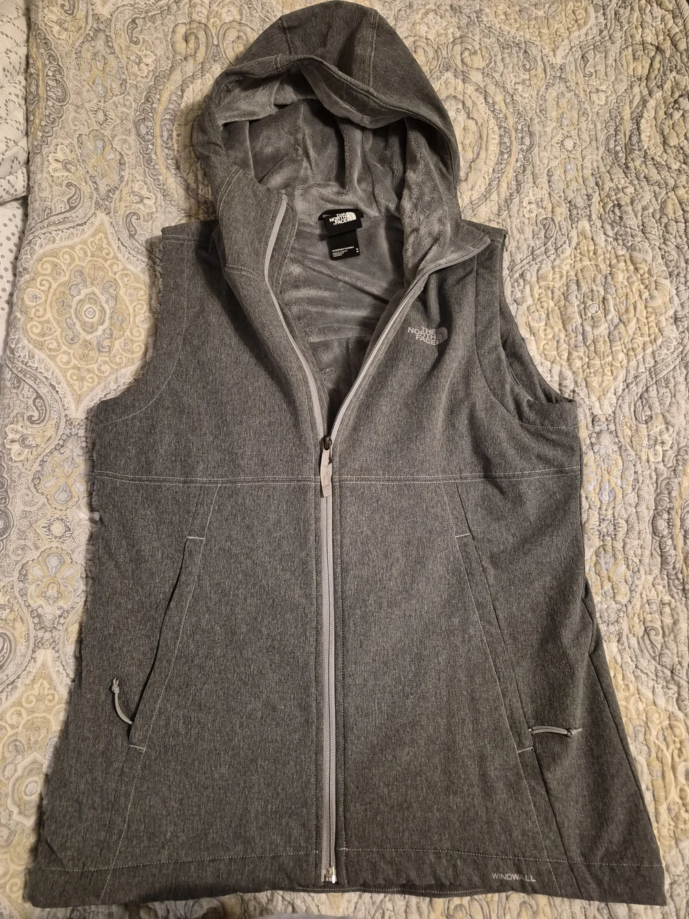 The North Face Gray Hooded Fleece Vest